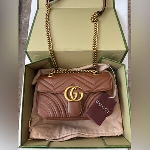 Gucci Tan GG Marmont small shoulder bag